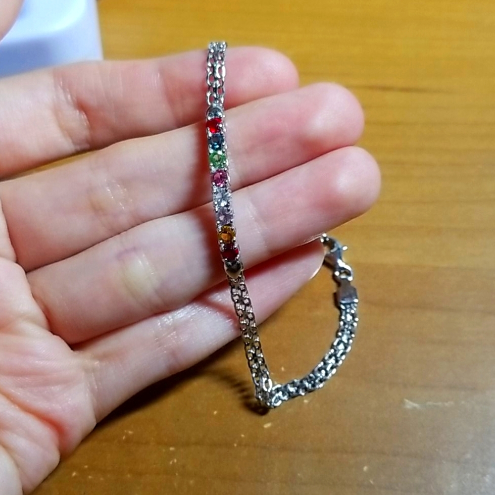 Birthstones Gems Stone Sterling Silver Bracelet